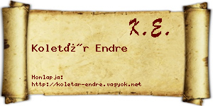 Koletár Endre névjegykártya